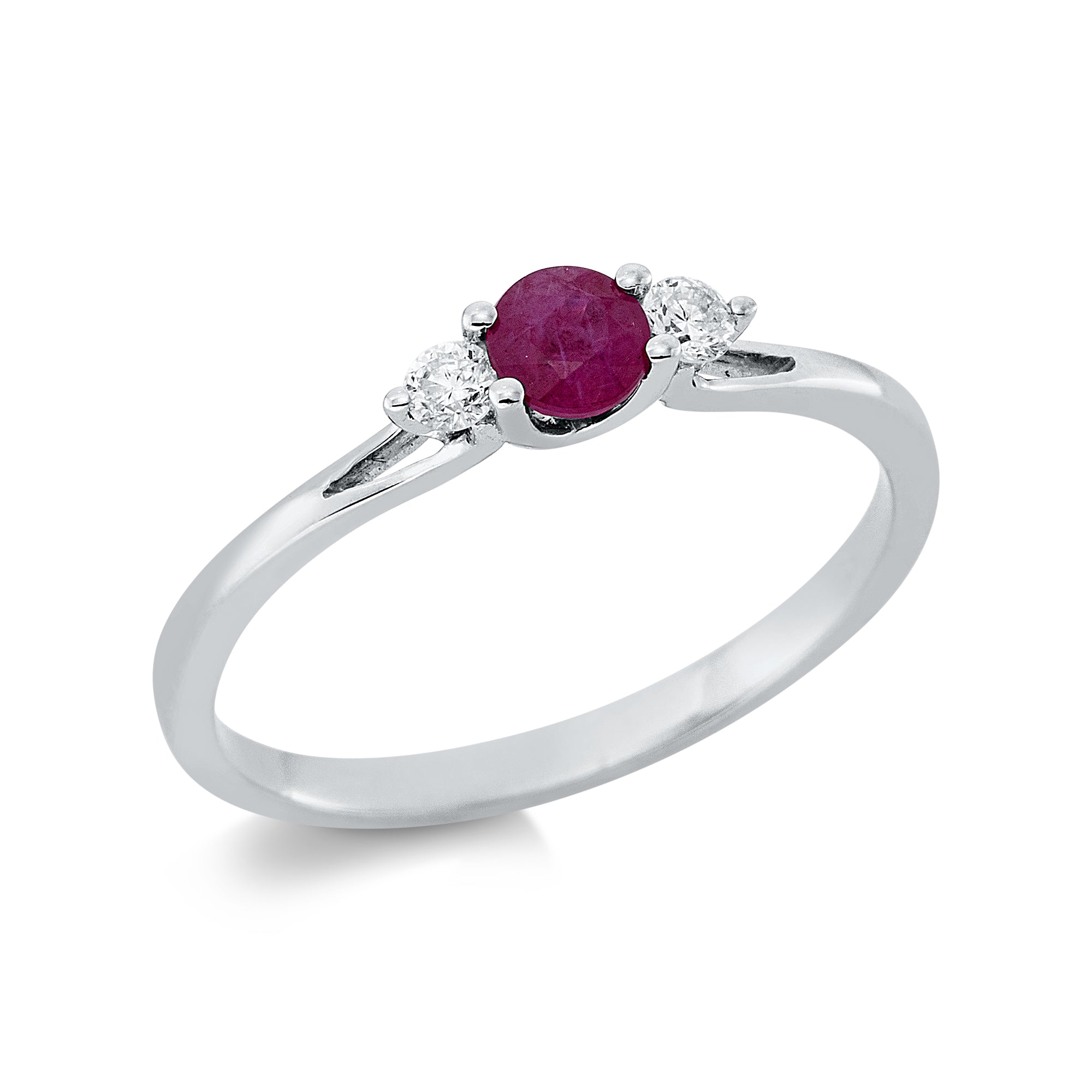 Ring - 750 Weißgold mit Rubin und Brillanten