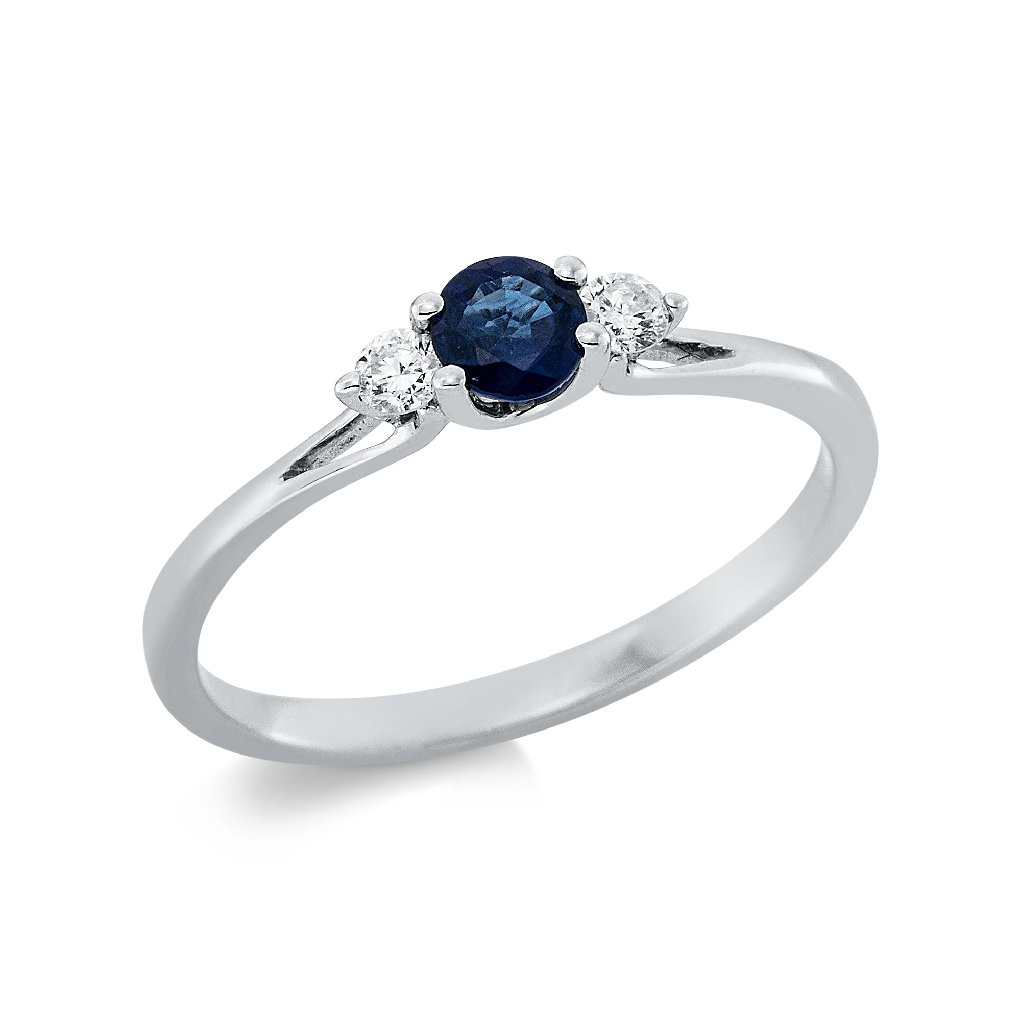 Ring - 750 Weißgold mit Saphir und Brillanten
