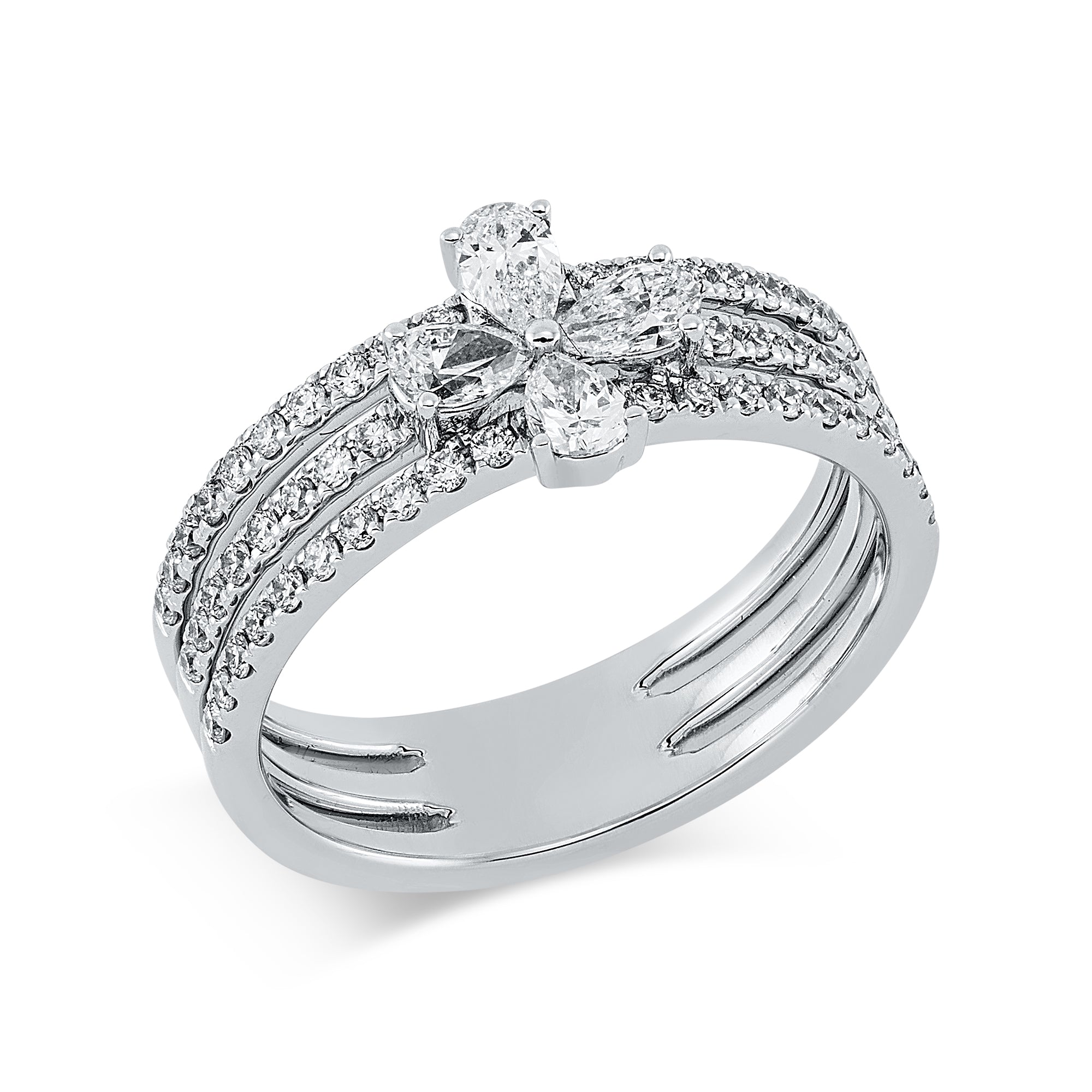 Ring - 750 Weißgold mit Brillanten in Blütenform