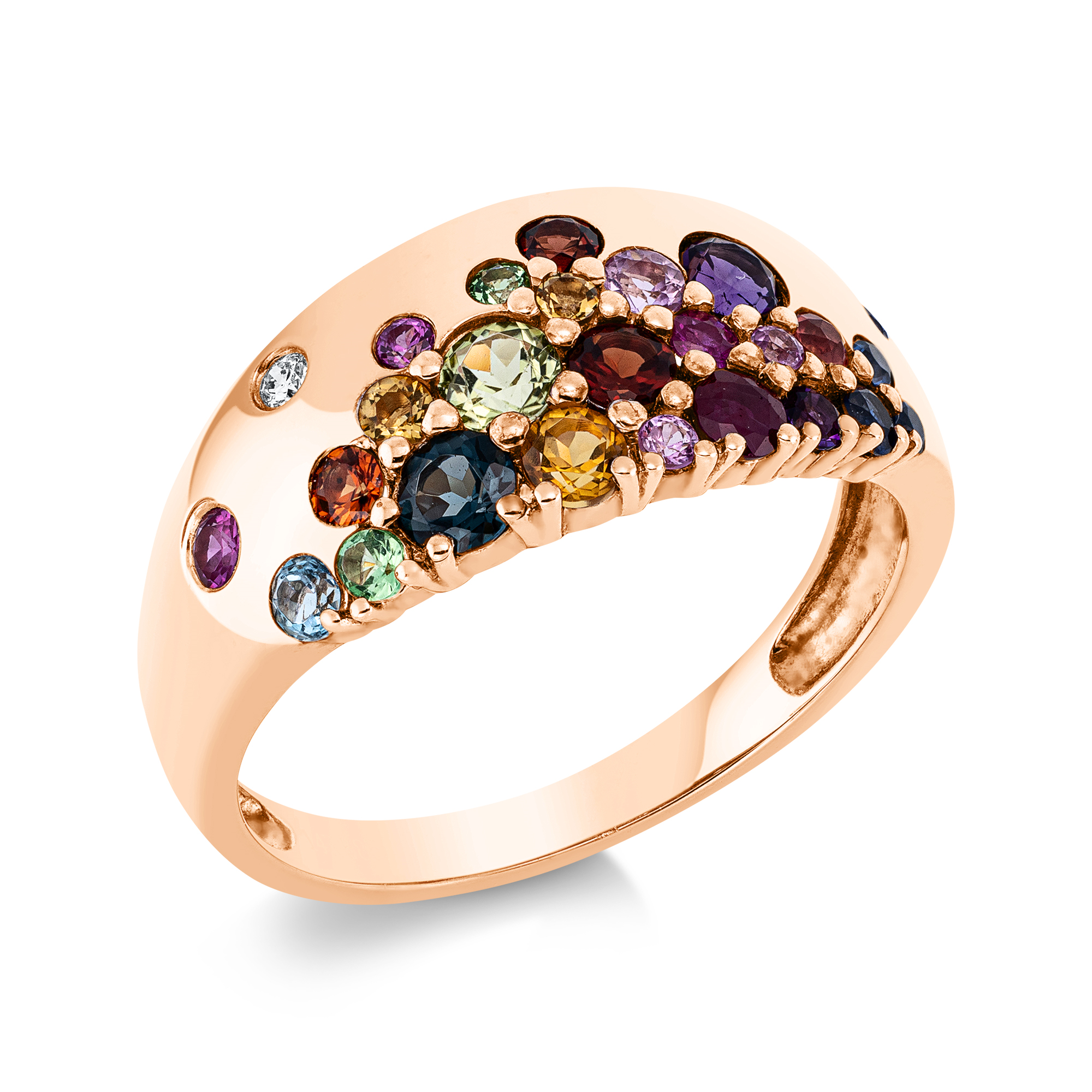 Ring - 585 mit Farbsteinen und Brillanten