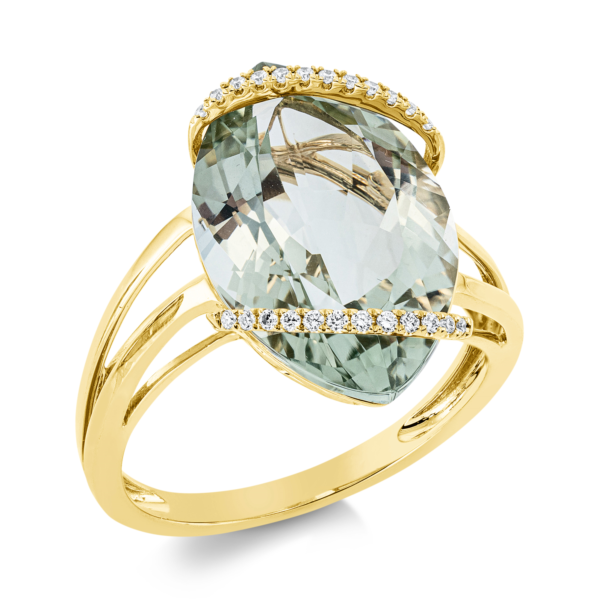 Ring - 750 Gelbgold mit grünem Amethyst