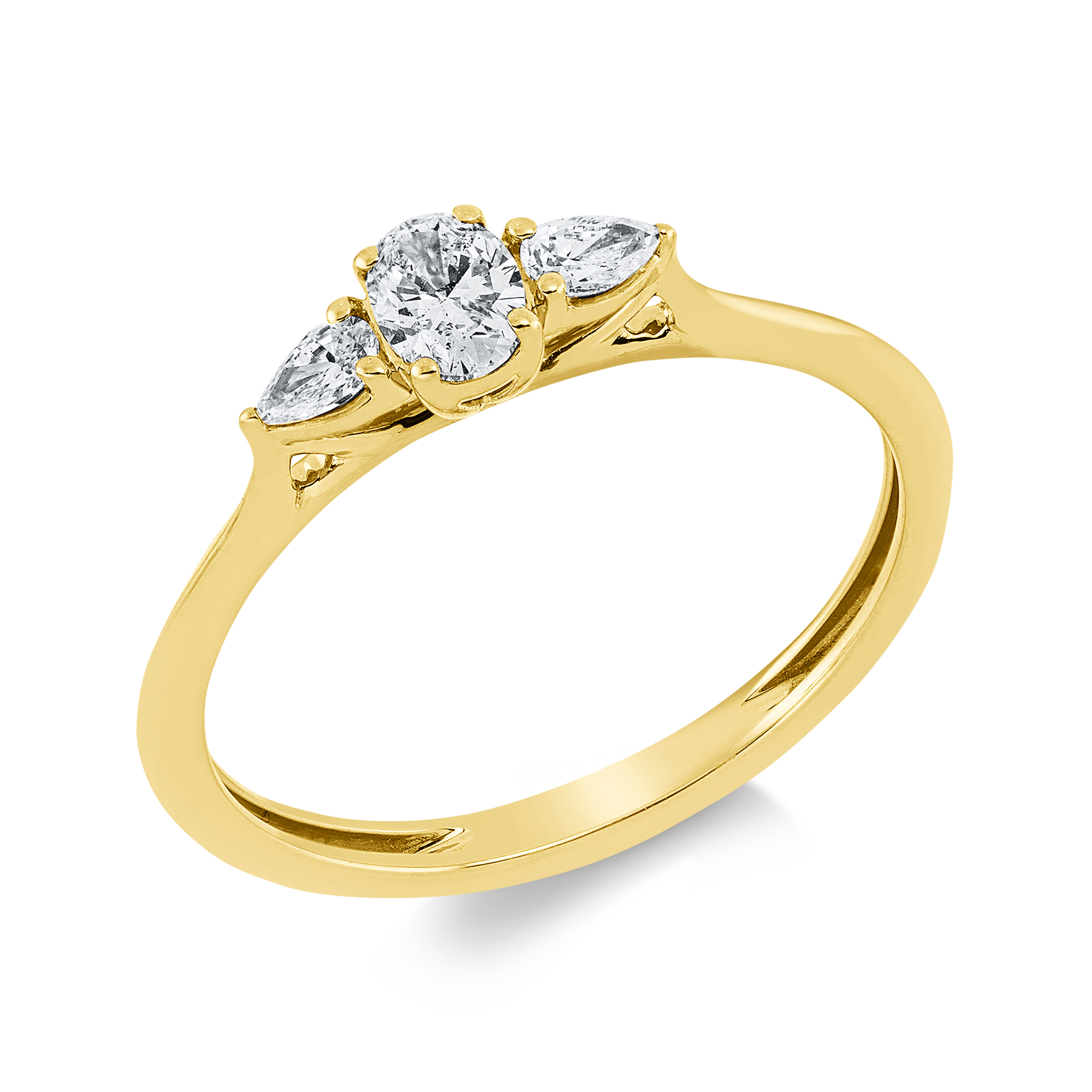 Ring - 750 Gelbgold mit Oval- und Tropfen- Diamanten