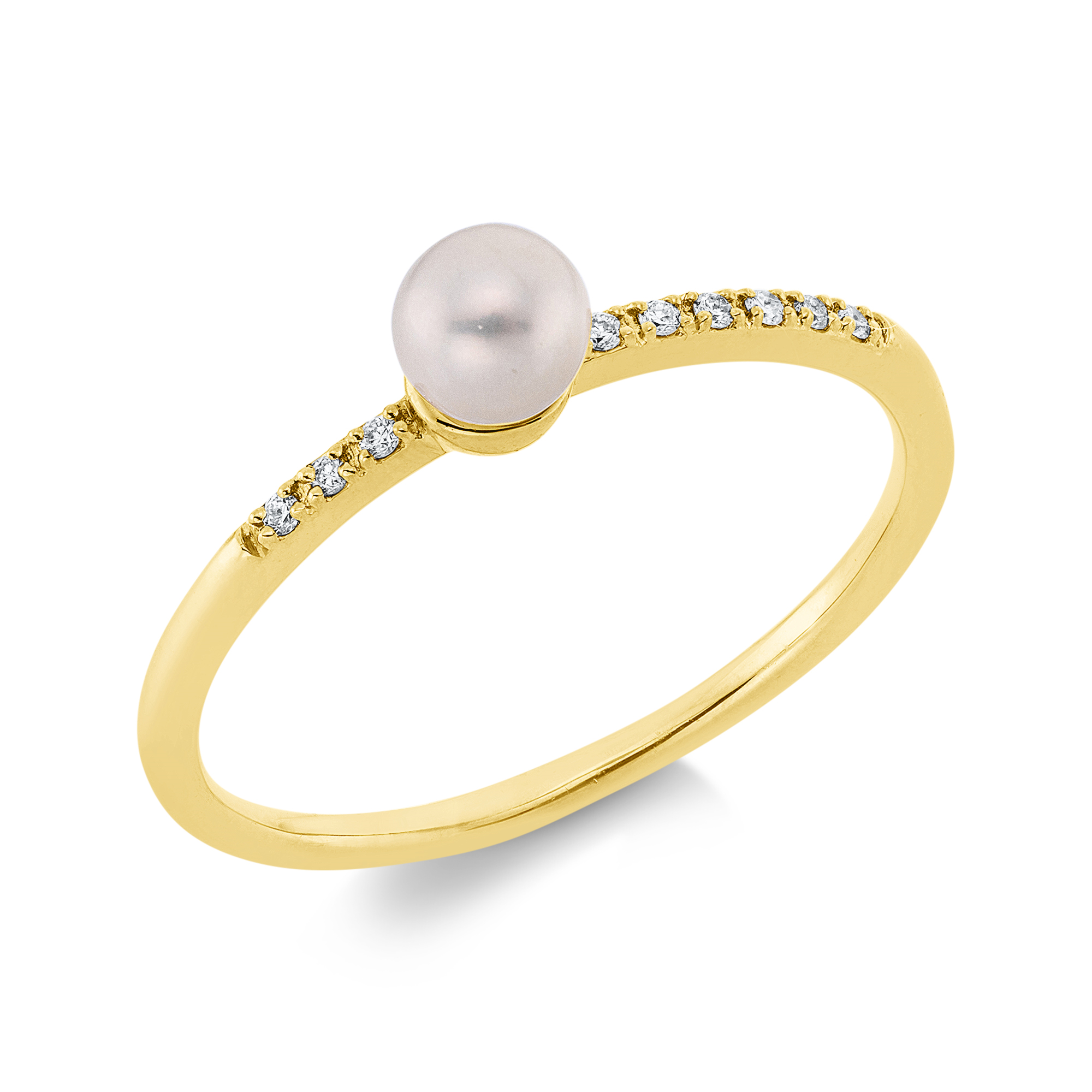 Ring - 750 Gelbgold mit Zuchtperle und Brillanten